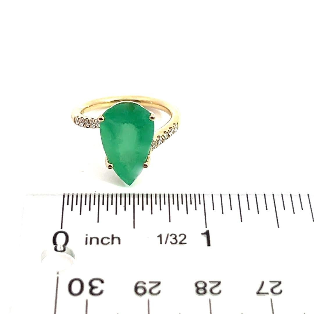 Natural Emerald Diamond Ring Size 7 14k Y Gold 7.17 TCW Certified For Sale 4