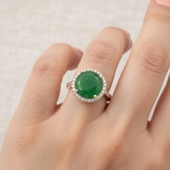 Natural Emerald Diamond Ring Size 7 14k Yellow Gold 5.58 TCW Certified