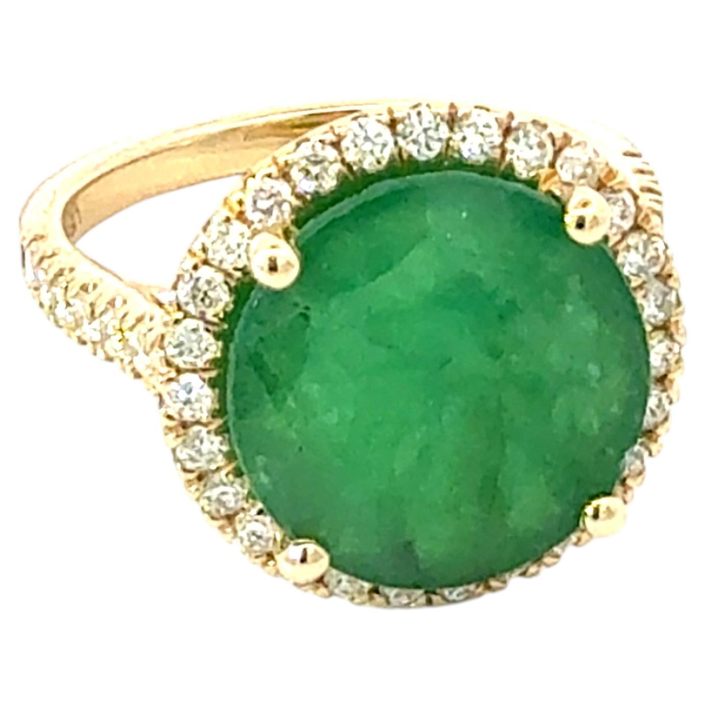 Natural Emerald Diamond Ring Size 7 14k Yellow Gold 5.58 TCW Certified