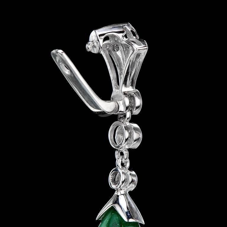 Natural Emerald Diamond Set Pendant and Drop Earrings 2