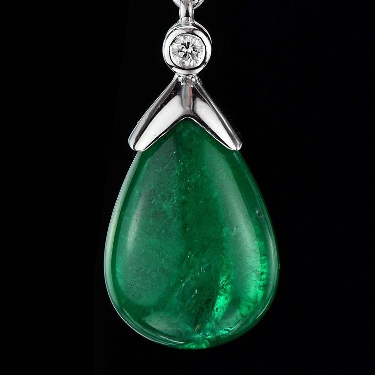 Natural Emerald Diamond Set Pendant and Drop Earrings 5
