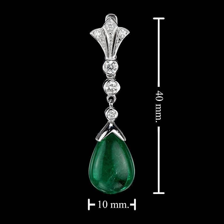 Natural Emerald Diamond Set Pendant and Drop Earrings 6