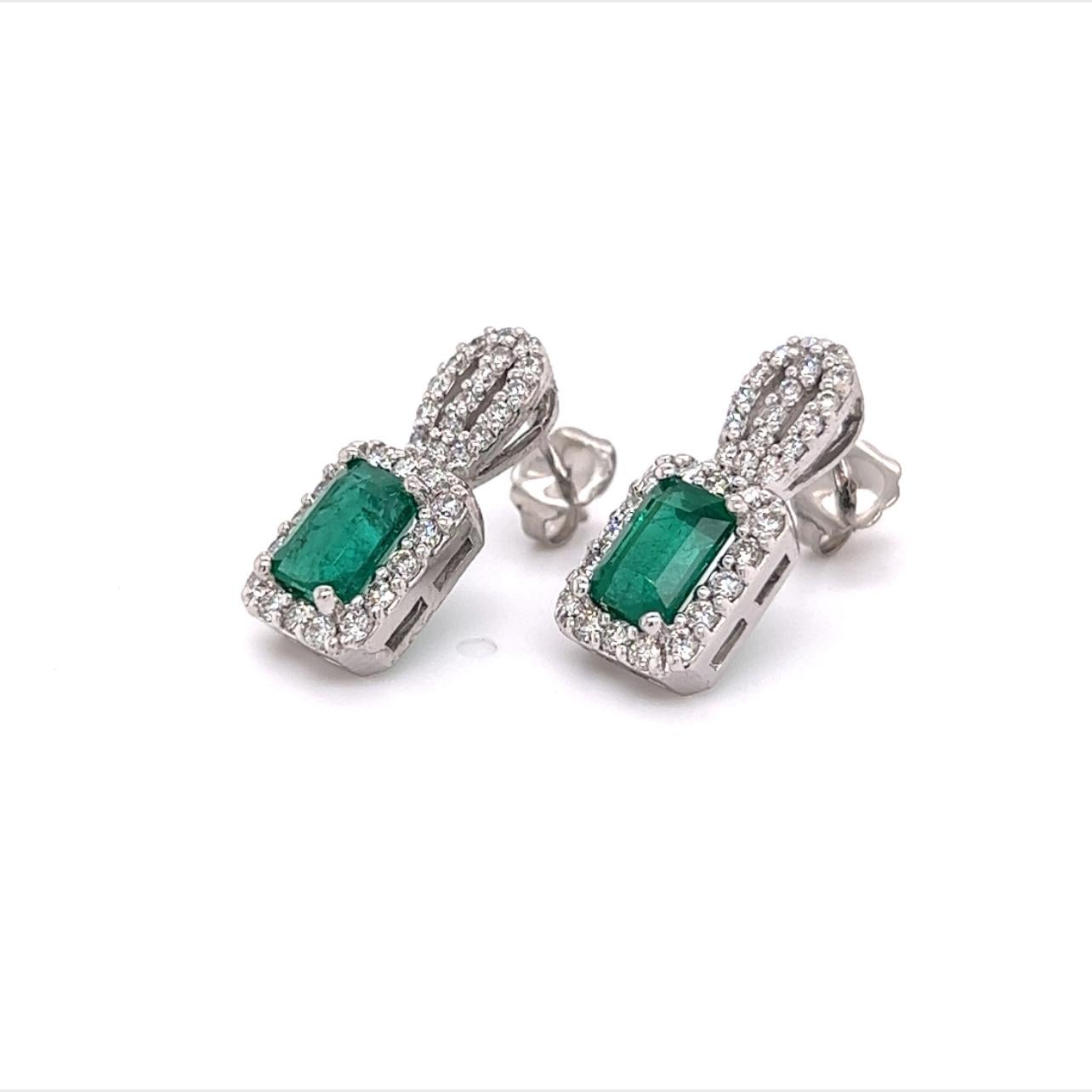 Natural Emerald Diamond Stud Earrings 14k Gold 2.74 TCW Certified For Sale 5