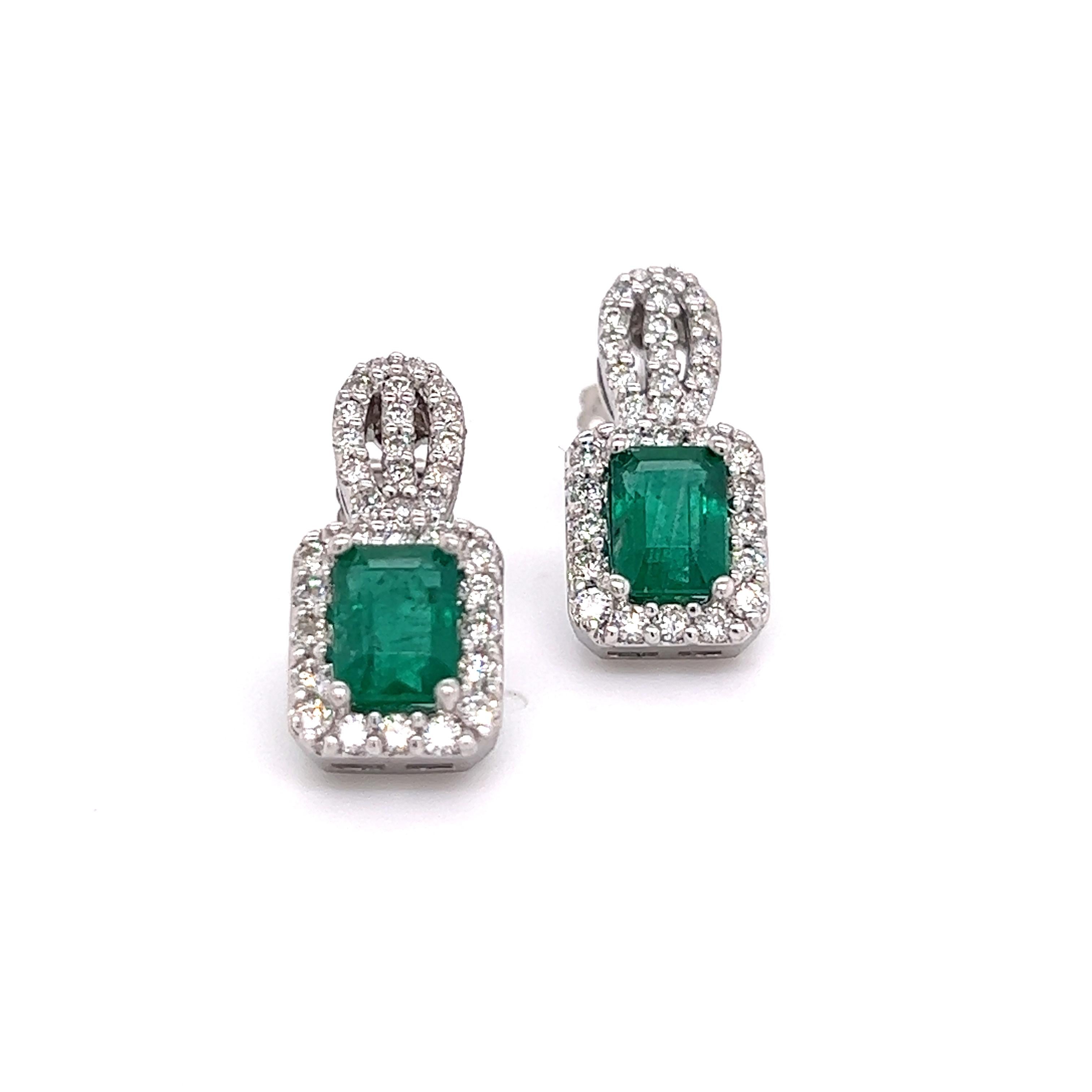 Natural Emerald Diamond Stud Earrings 14k Gold 2.74 TCW Certified For Sale 6