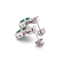 Natural Emerald Diamond Stud Earrings 14k Gold 2.74 TCW Certified