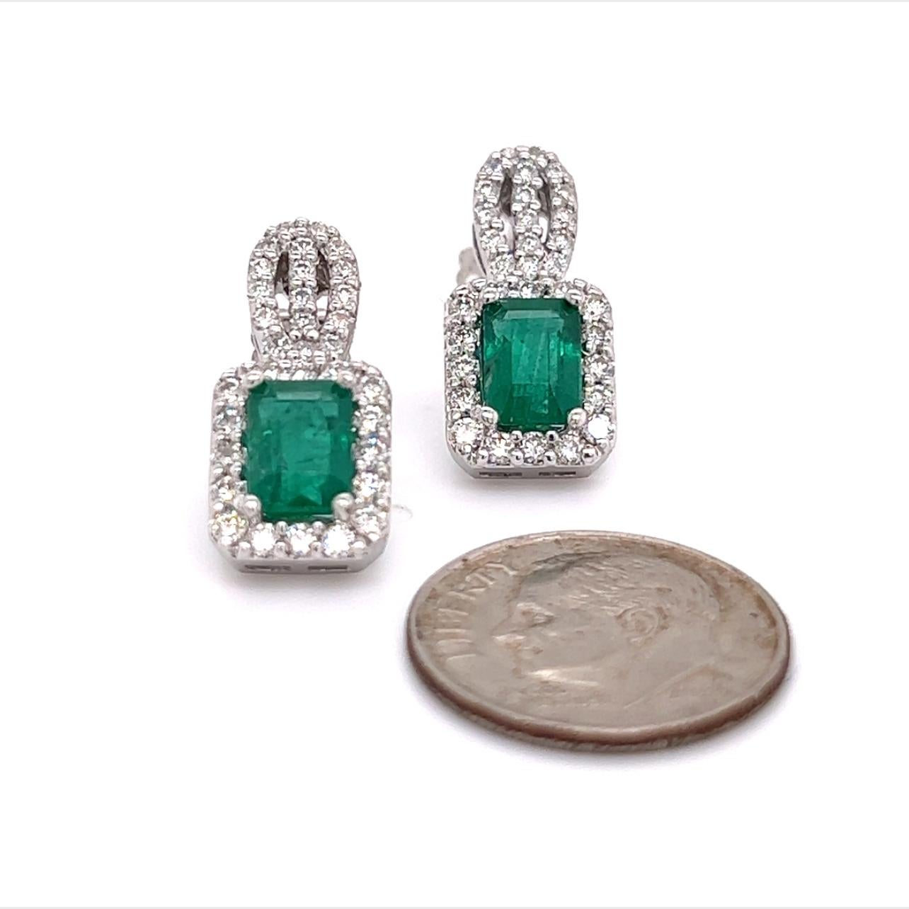Natural Emerald Diamond Stud Earrings 14k Gold 2.74 TCW Certified For Sale 1