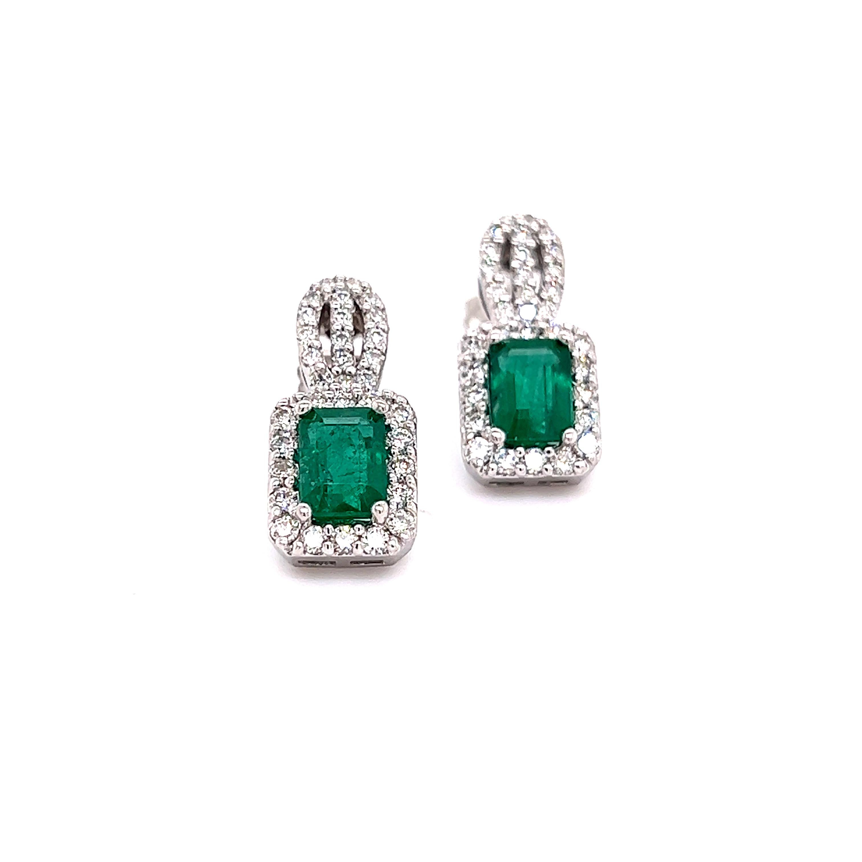 Natural Emerald Diamond Stud Earrings 14k Gold 2.74 TCW Certified For Sale 3