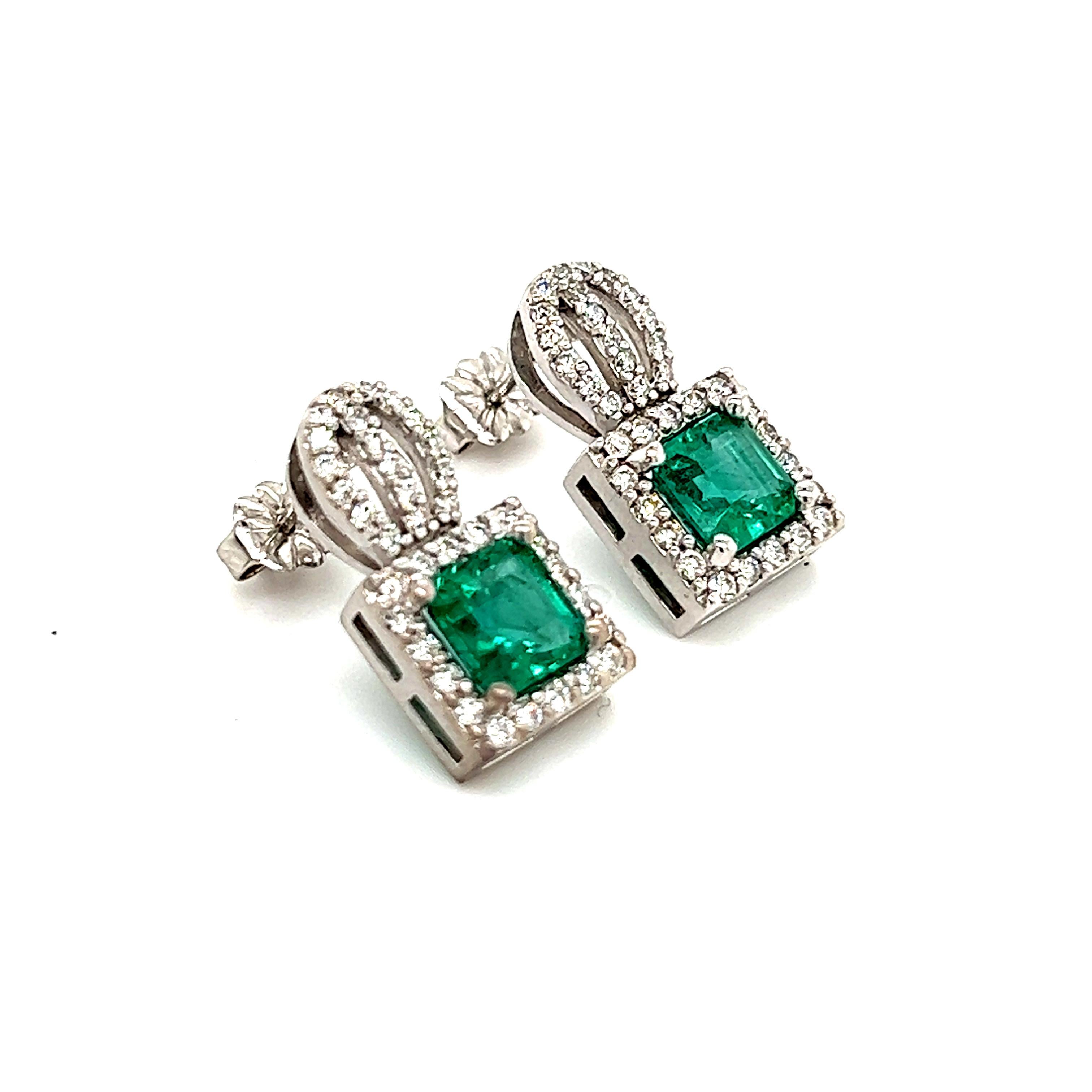 Orecchini con diamante smeraldo naturale in oro 14k 2,84 TCW certificati in vendita 5
