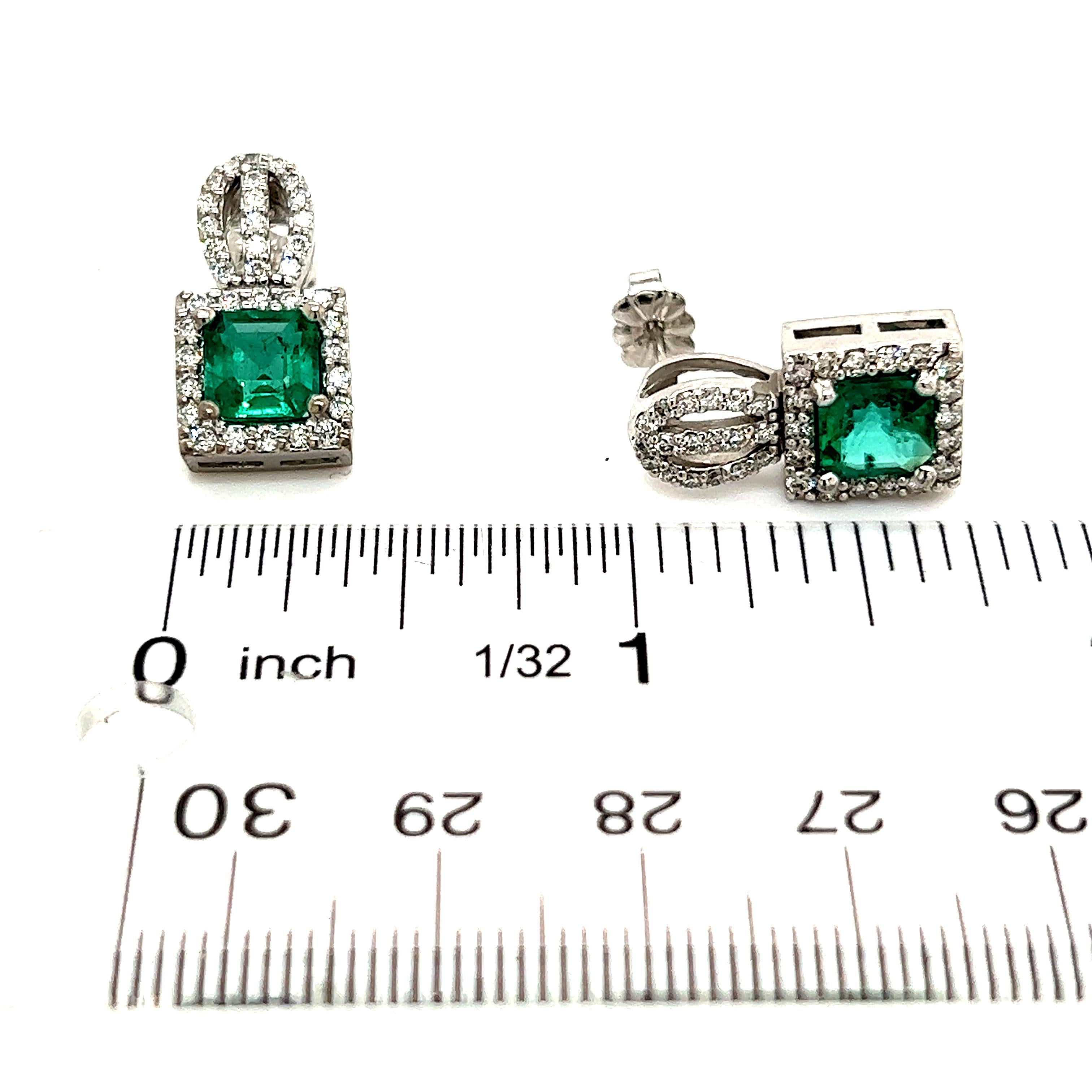 Natural Emerald Diamond Stud Earrings 14k Gold 2.84 TCW Certified In New Condition For Sale In Brooklyn, NY