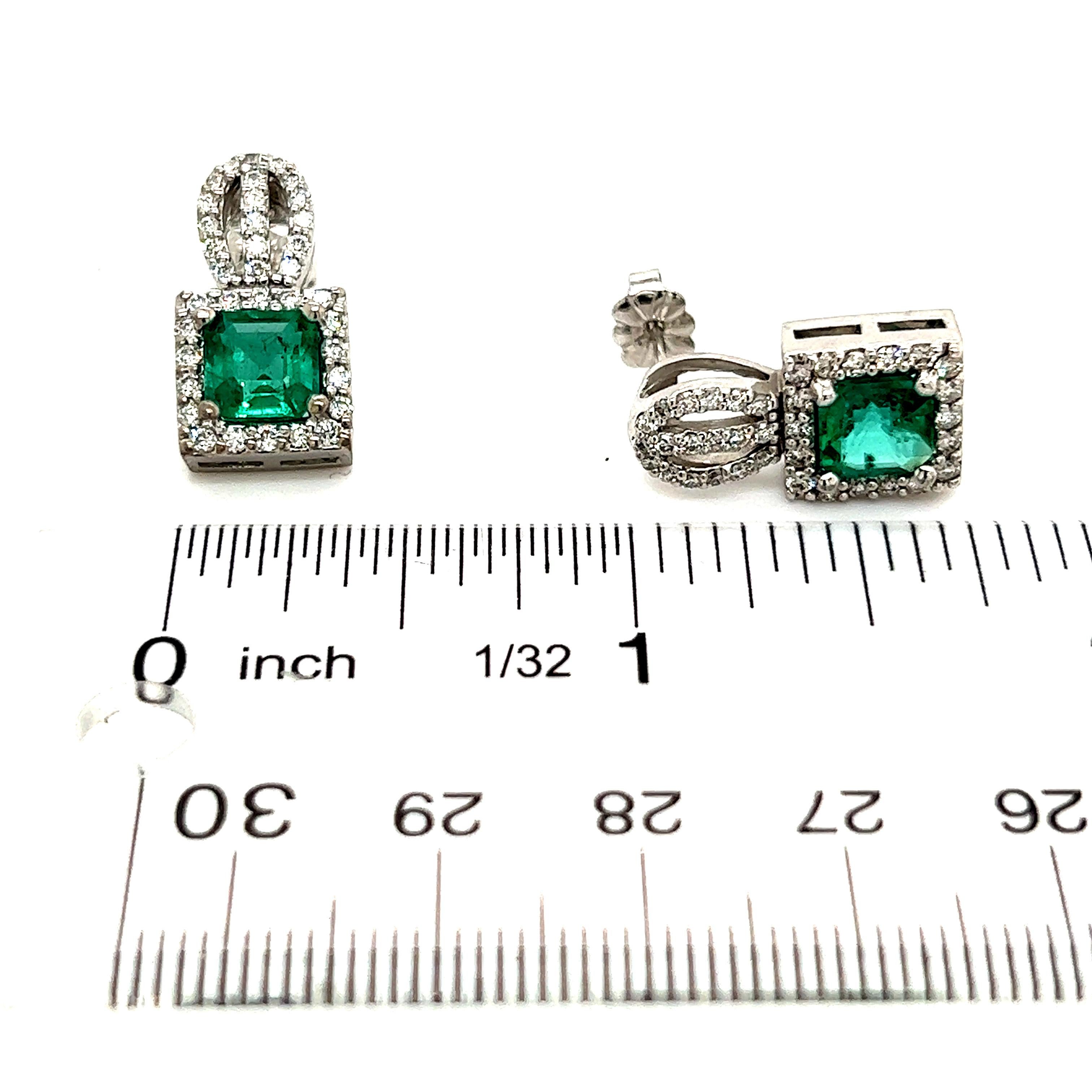Orecchini con diamante smeraldo naturale in oro 14k 2,84 TCW certificati In condizioni Nuovo in vendita a Brooklyn, NY