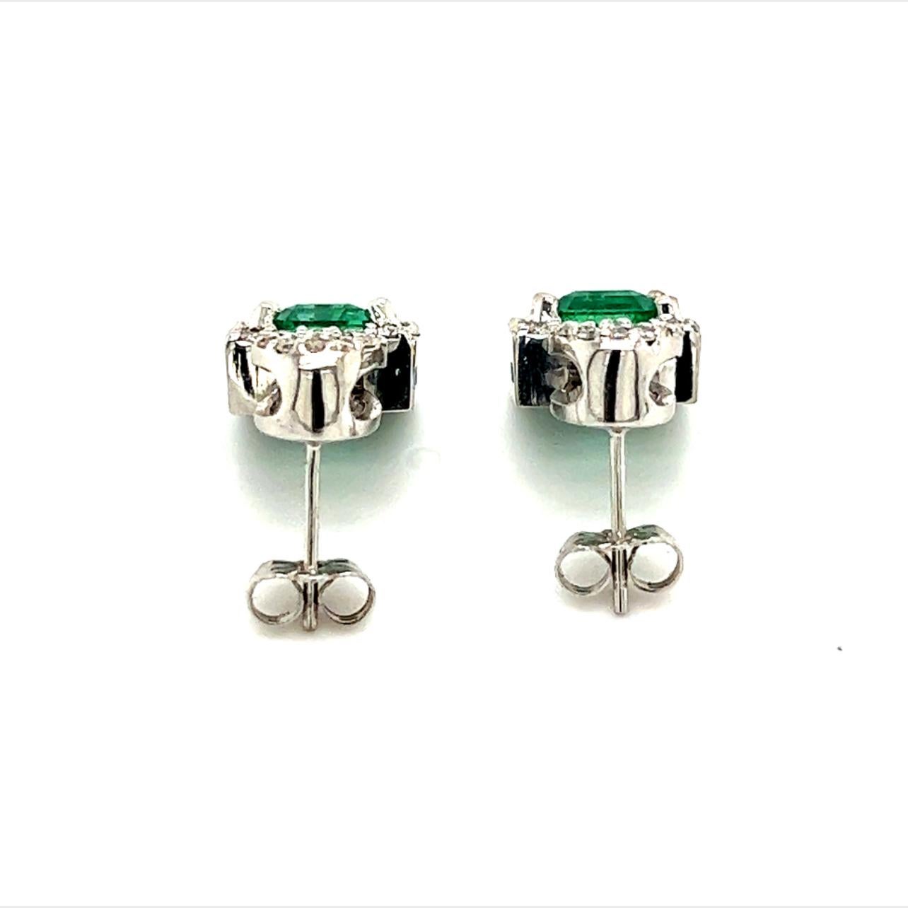 Natural Emerald Diamond Stud Earrings 14k Gold 2.84 TCW Certified For Sale 2