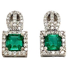 Orecchini con diamante smeraldo naturale in oro 14k 2,84 TCW certificati
