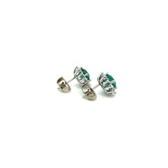 Natural Emerald Diamond Stud Earrings 14k W Gold 3.14 TCW Certified