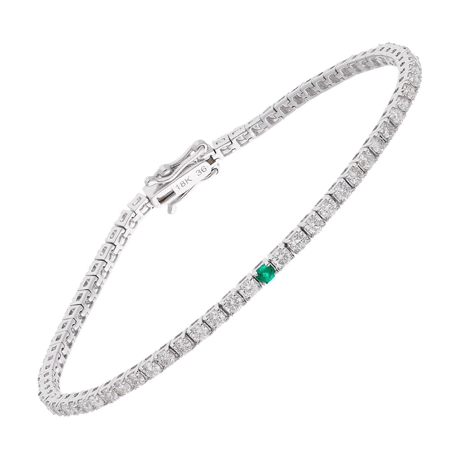 Esmeralda natural Diamante Pulsera Tenis Oro Blanco 14 Kilates Joyería Artesanal