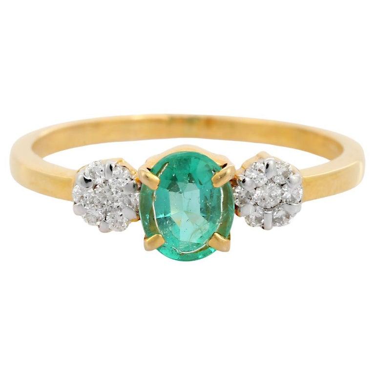 For Sale:  Natural Emerald Diamond Wedding Ring for Women in 18k Solid Yellow Gold 13