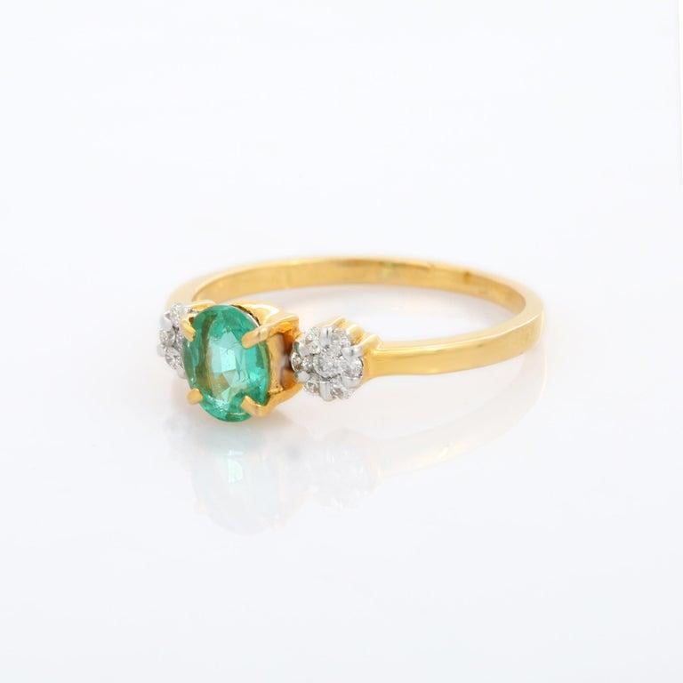 For Sale:  Natural Emerald Diamond Wedding Ring for Women in 18k Solid Yellow Gold 4