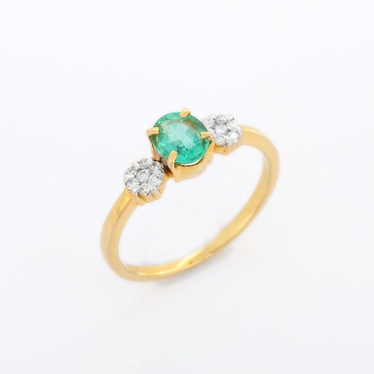 For Sale:  Natural Emerald Diamond Wedding Ring for Women in 18k Solid Yellow Gold 7