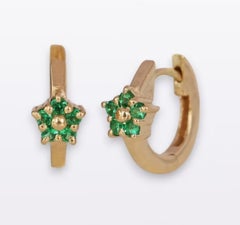 Natural Emerald Earring in 14k Gold