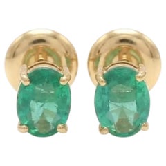 Natural Emerald Earring in 14k Gold