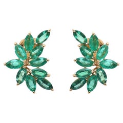 Boucle d'oreille émeraude naturelle en or 18k