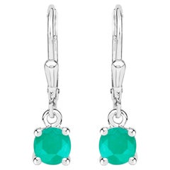 Natural Emerald Earrings 0.9 Carats Sterling Silver