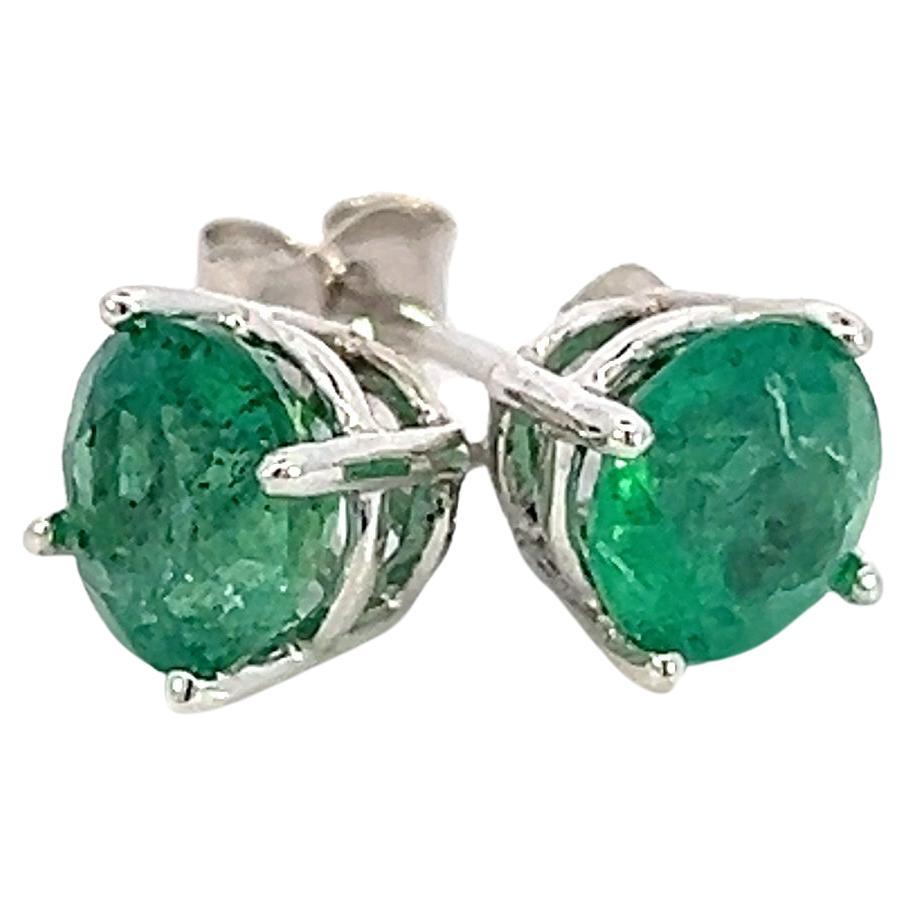 Natural Emerald Stud Earrings 14k White Gold 1.25 Cts Certified For — free download