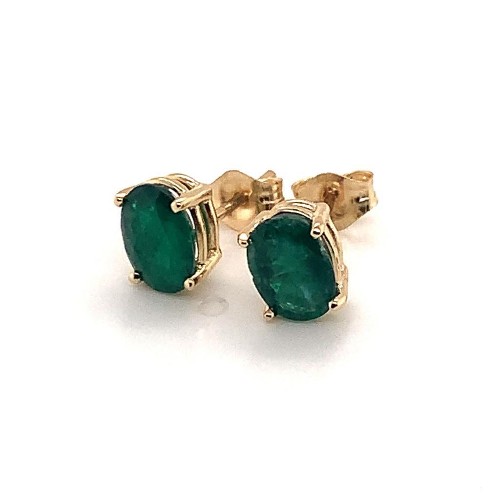 Natural Emerald Earrings 14k Yellow Gold 1.5 TCW Certified For Sale 3
