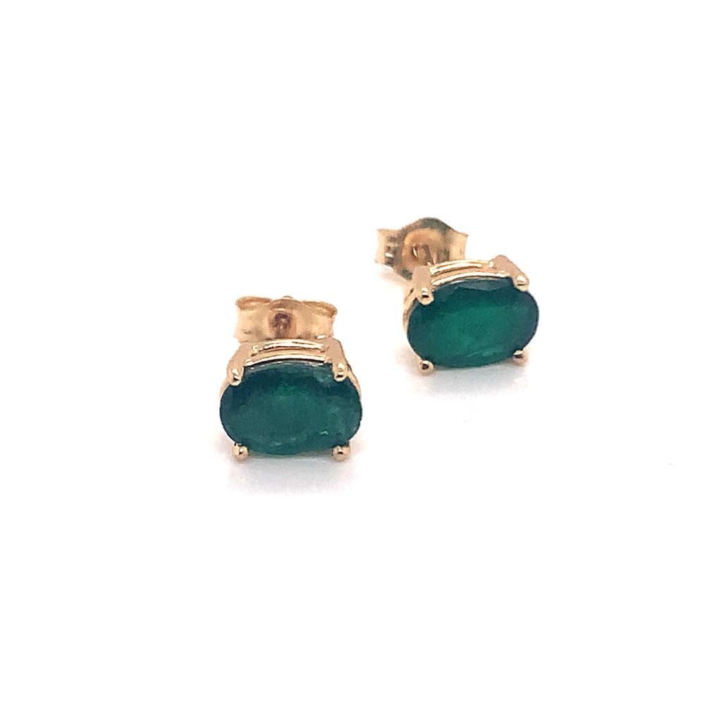 Natural Emerald Earrings 14k Yellow Gold 1.5 TCW Certified For Sale 1
