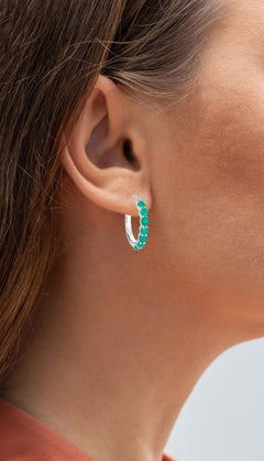 Natural Emerald Earrings 2.36 Carats Sterling Silver