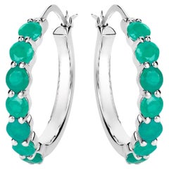Natural Emerald Earrings 2.36 Carats Sterling Silver