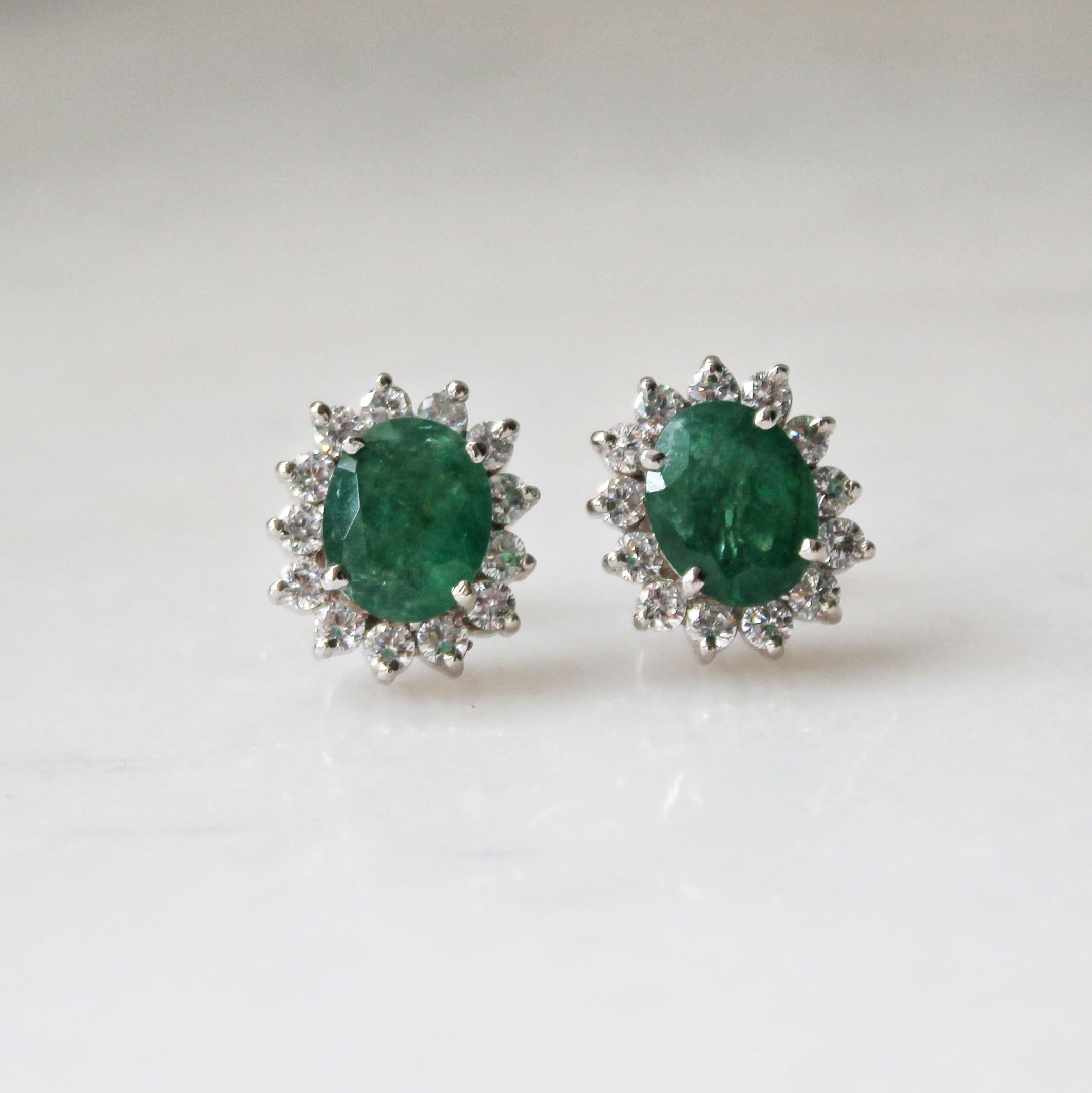 Oval Cut Natural Emerald Earrings