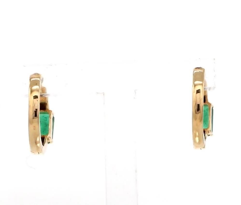 Natural zambian emerald earrings in 14k gold Corte Asscher en venta