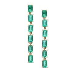 Natural 8cts Emerald Earrings in 18K Gold