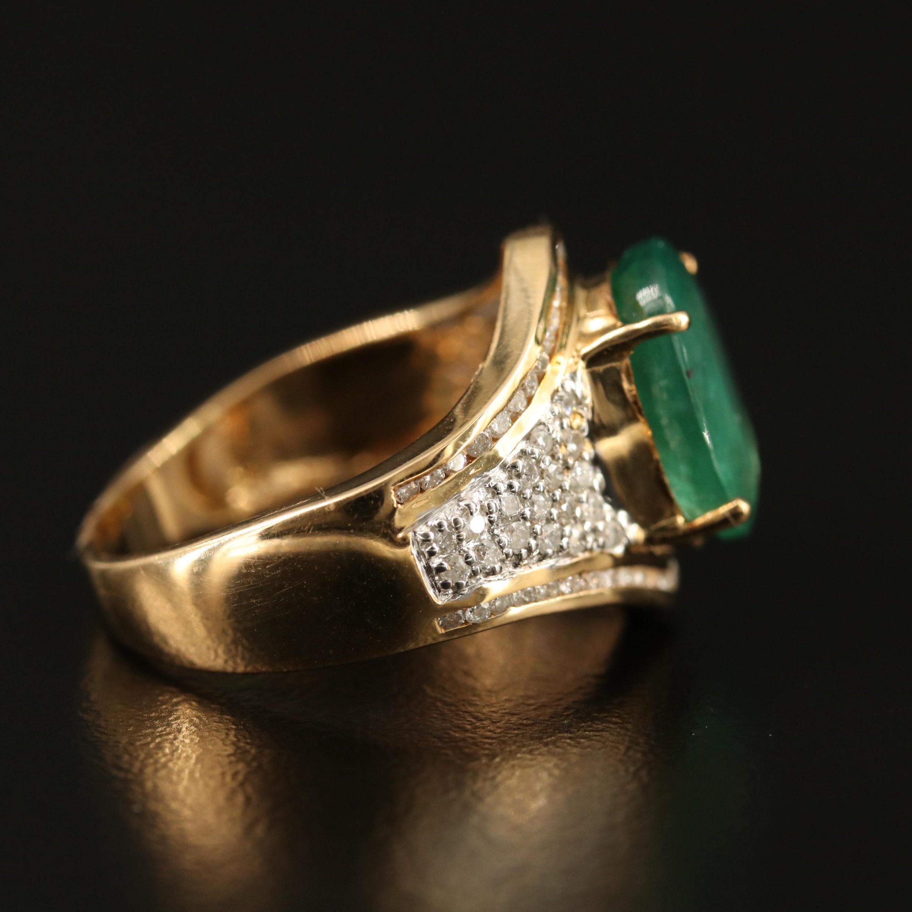 For Sale:  Natural Emerald Engagement Ring, Antique Emerald Wedding Ring 2