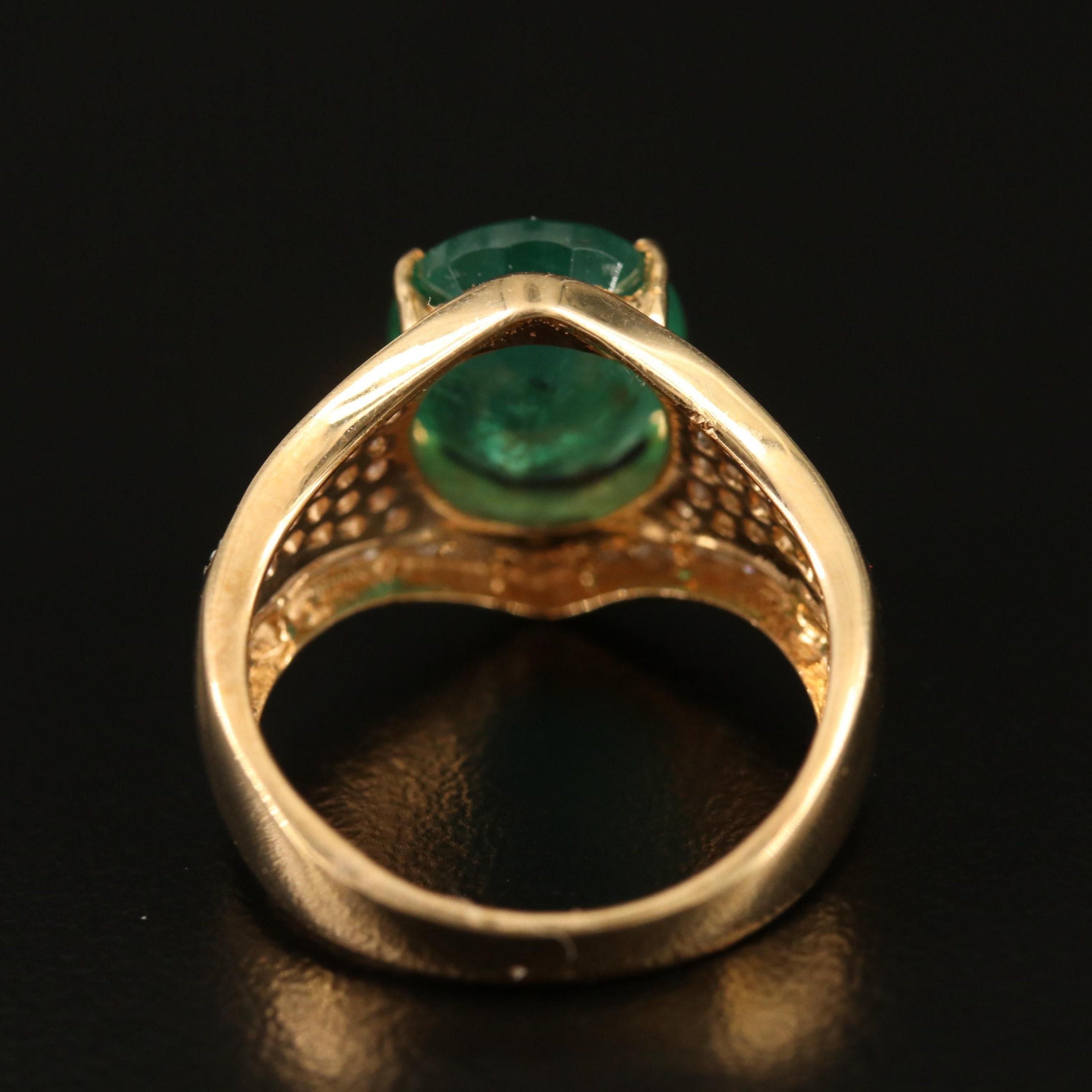 For Sale:  Natural Emerald Engagement Ring, Antique Emerald Wedding Ring 3