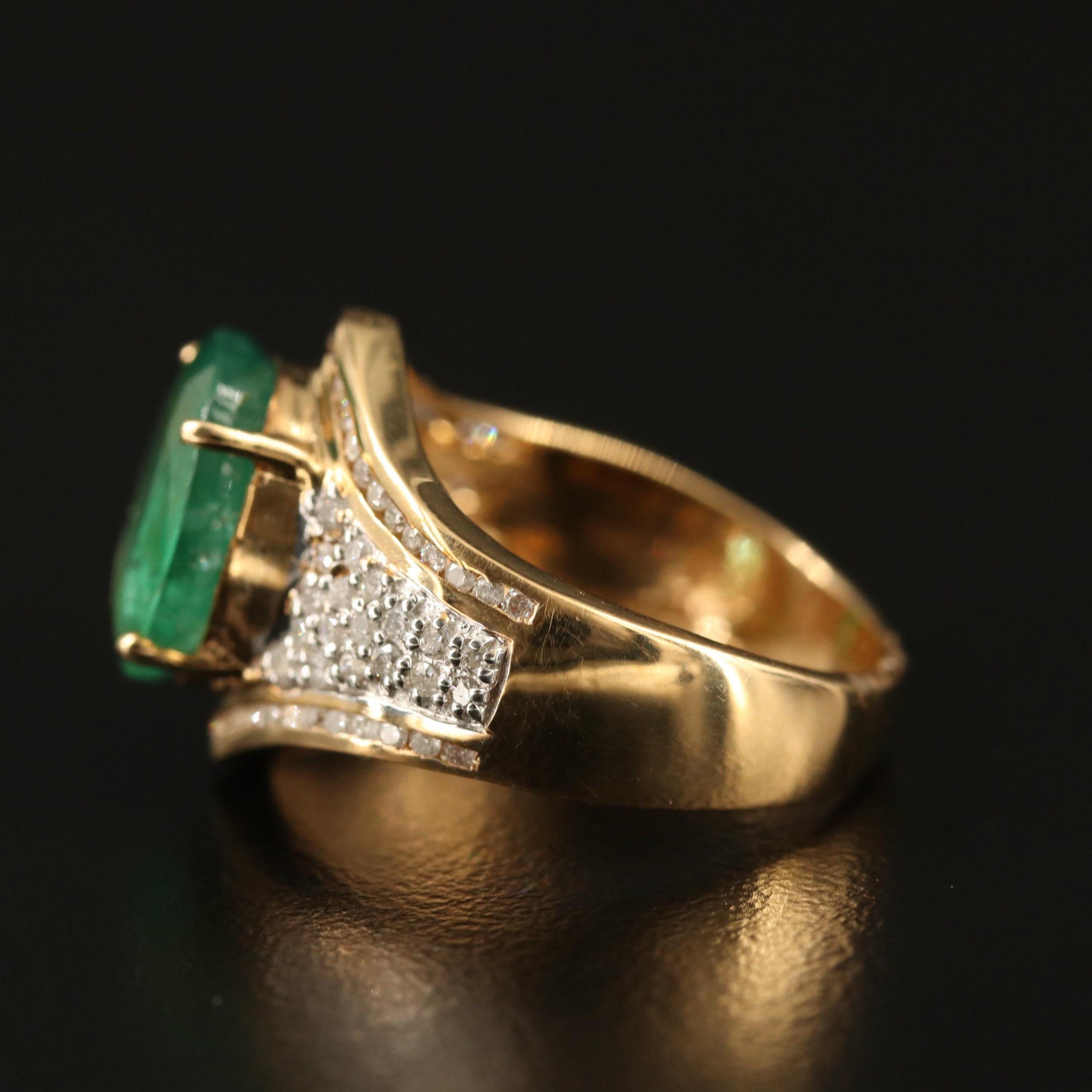 For Sale:  Natural Emerald Engagement Ring, Antique Emerald Wedding Ring 4