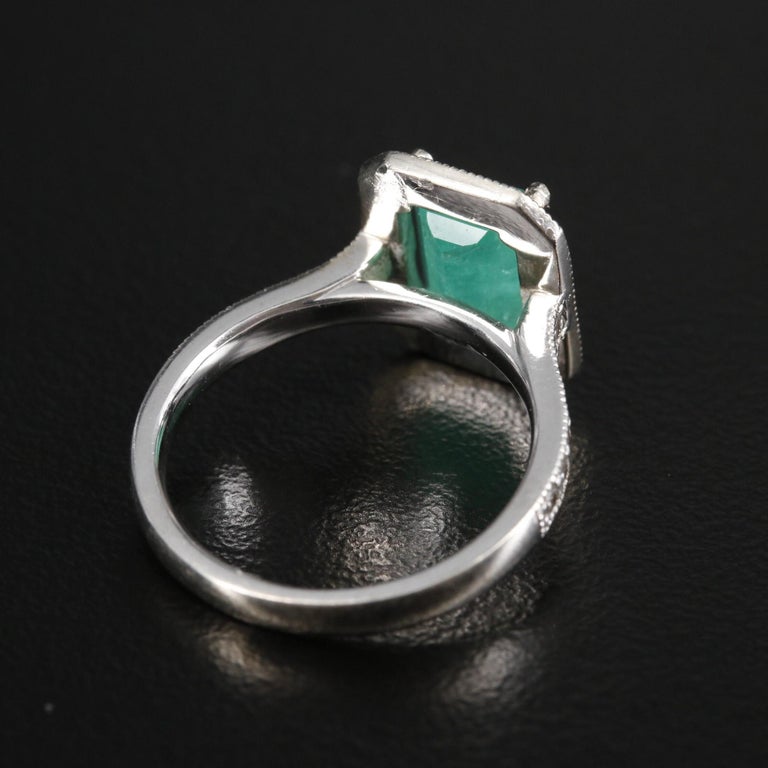 Customizable Natural Emerald Engagement Ring, Antique Emerald Wedding