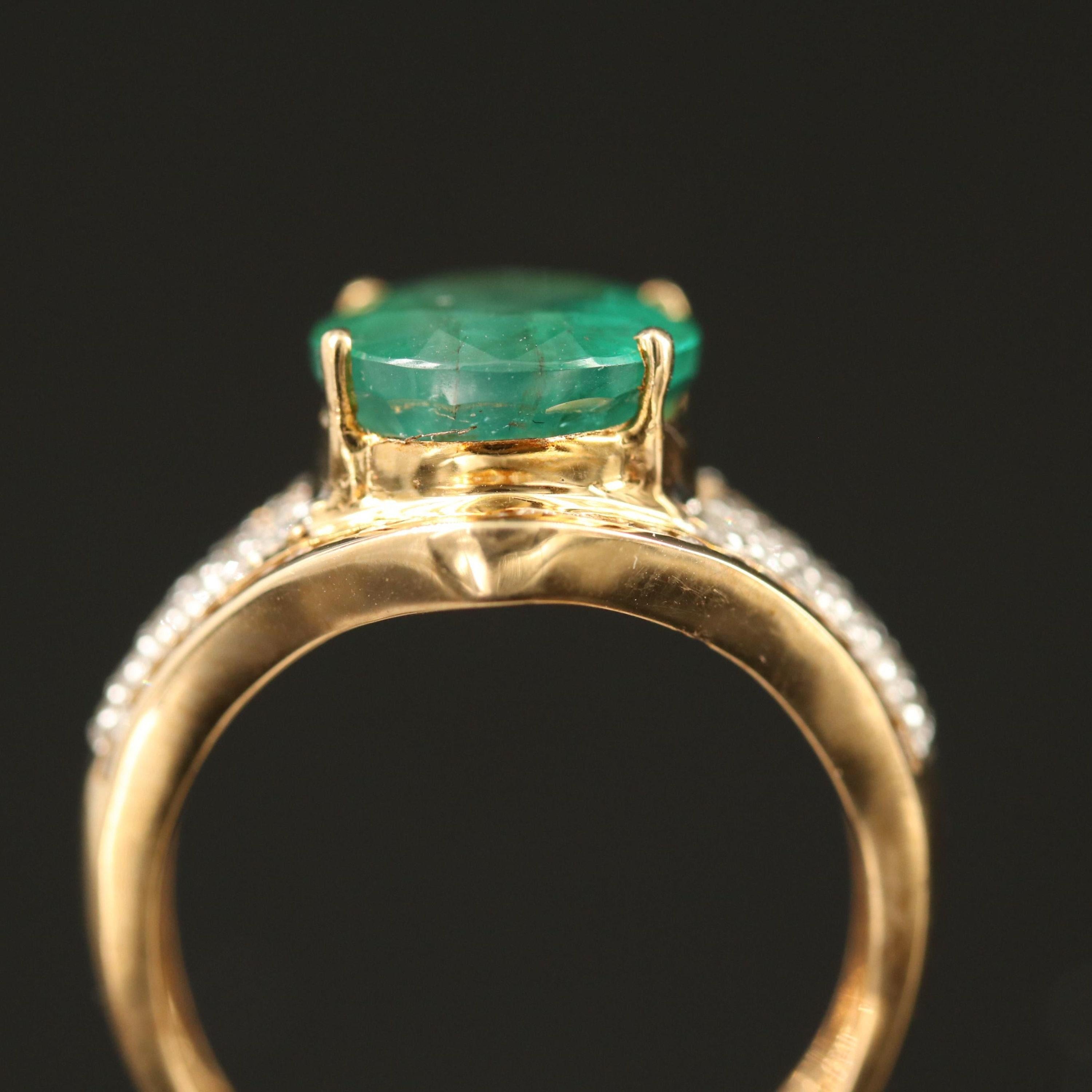 For Sale:  Natural Emerald Engagement Ring, Antique Emerald Wedding Ring 5