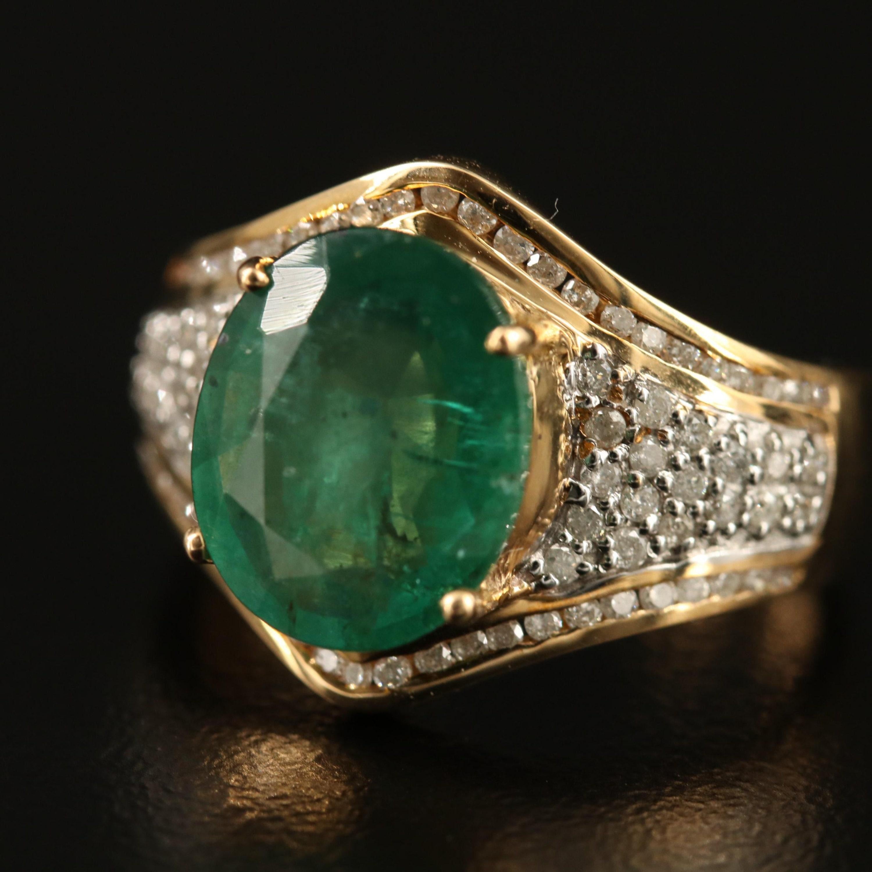 For Sale:  Natural Emerald Engagement Ring, Antique Emerald Wedding Ring 6