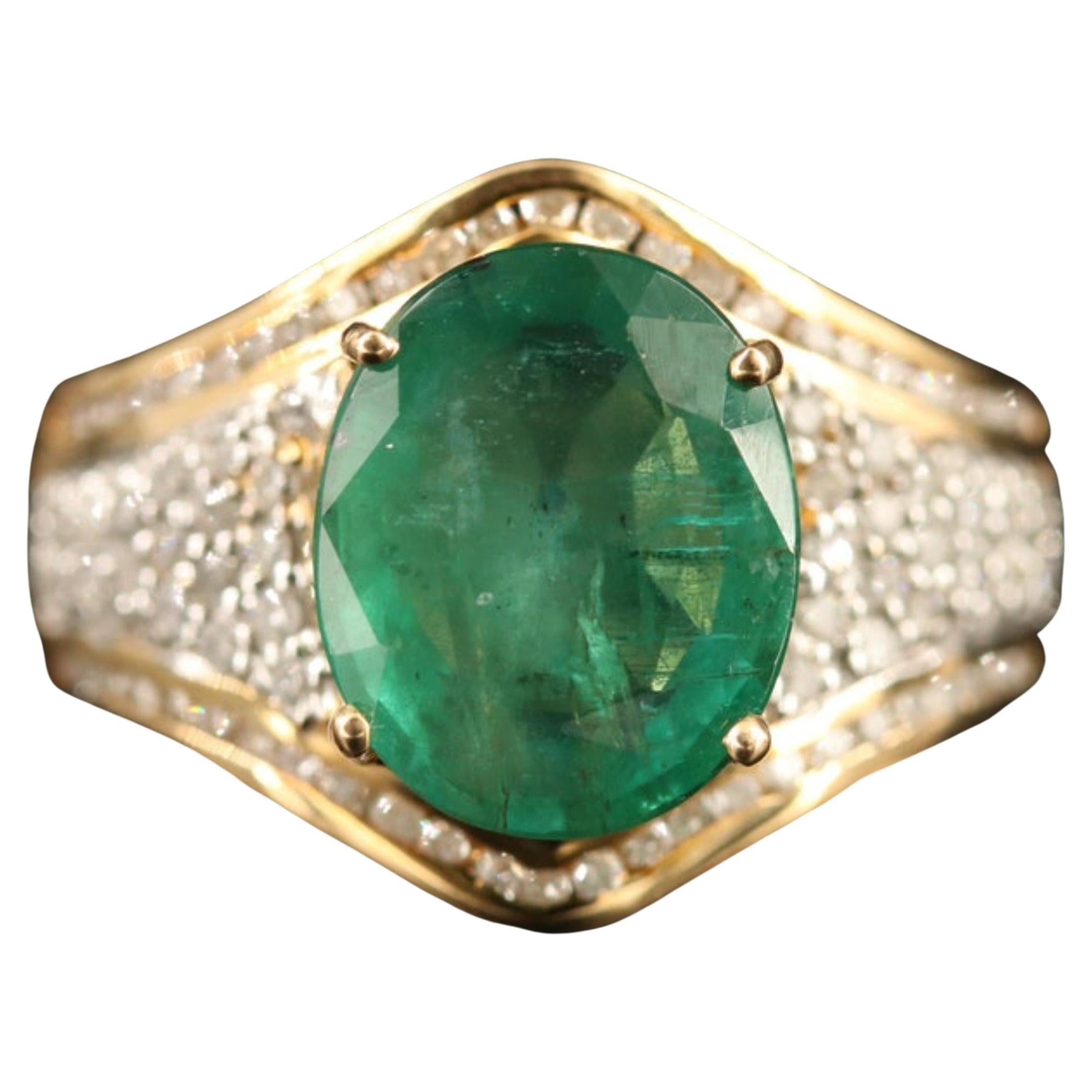 Natural Emerald Engagement Ring, Antique Emerald Wedding Ring
