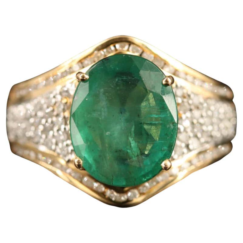 Antique Emerald Engagement Ring For Sale at 1stDibs