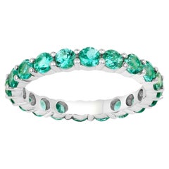 Natural Emerald Eternity Band Ring 1.98 Carats 14K White Gold