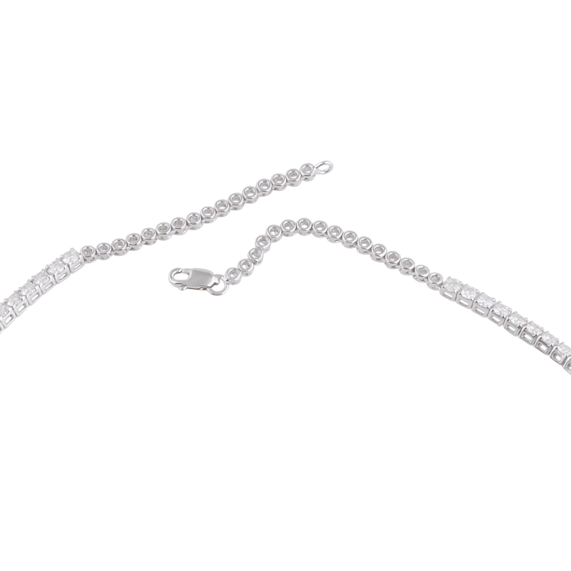 Women's Natural Emerald Gemstone Charm Necklace Diamond 14 Karat White Gold Fine Jewelry For Sale