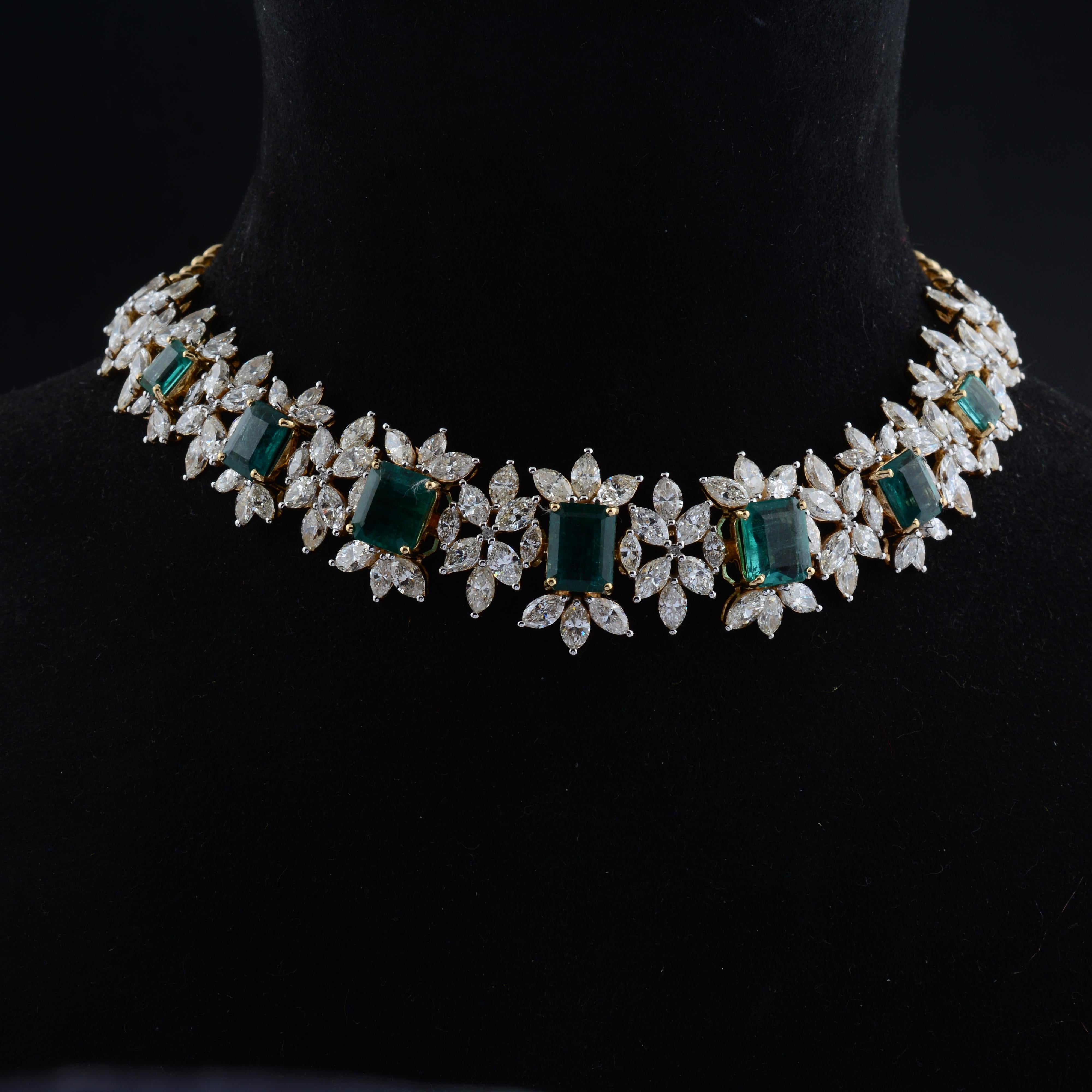 The focal point of this necklace is the natural emerald gemstone. With its rich green hue and exceptional clarity, the emerald exudes a sense of elegance and natural allure. Each emerald is carefully selected for its vibrant color and unique