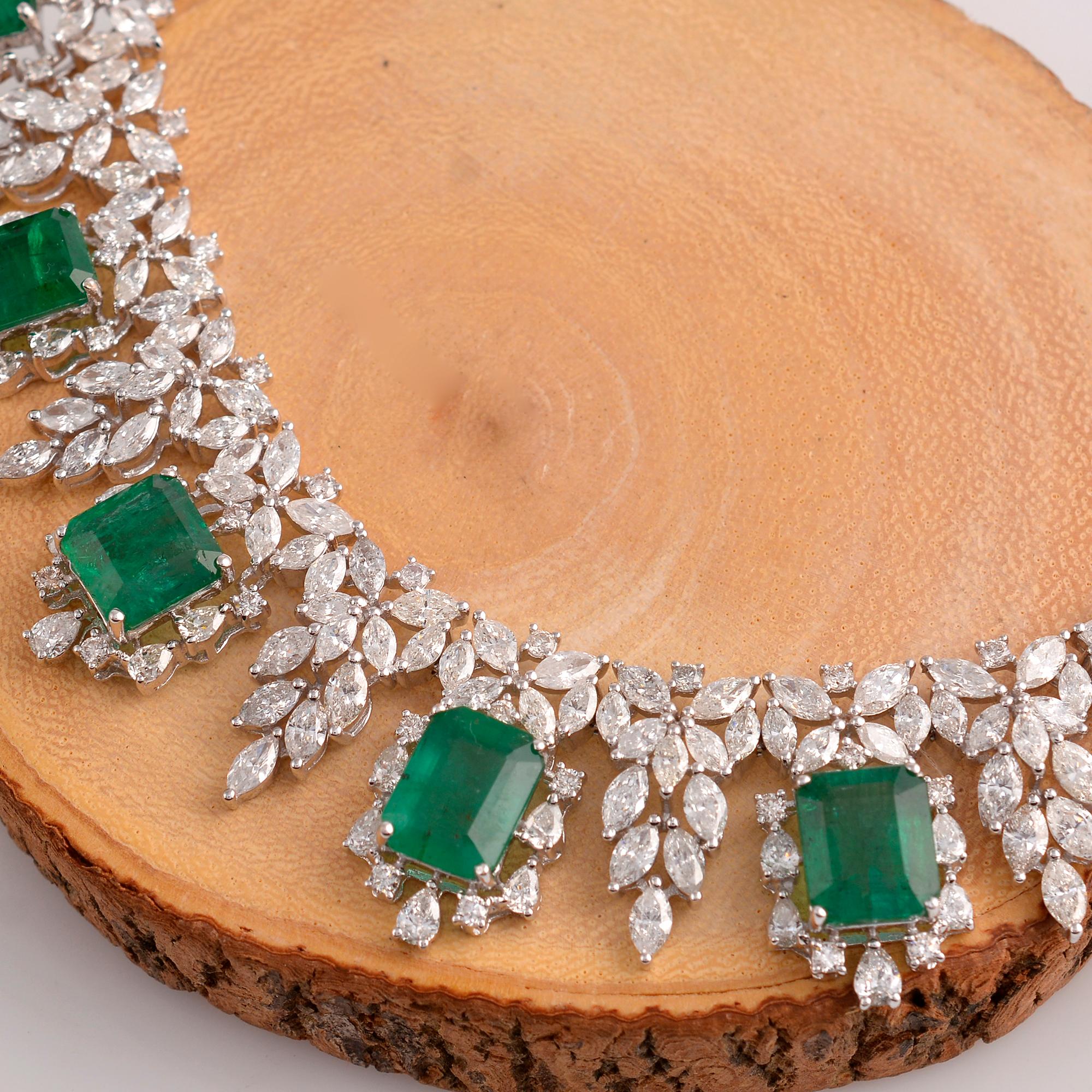 diamond necklace with emerald stone