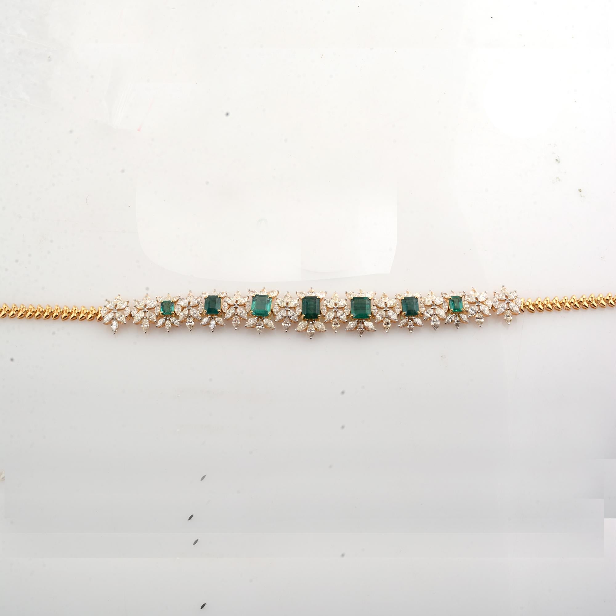 Natürlicher Smaragd-Edelstein Choker Diamant-Halskette 14 Karat Weißgold Schmuck im Angebot 2