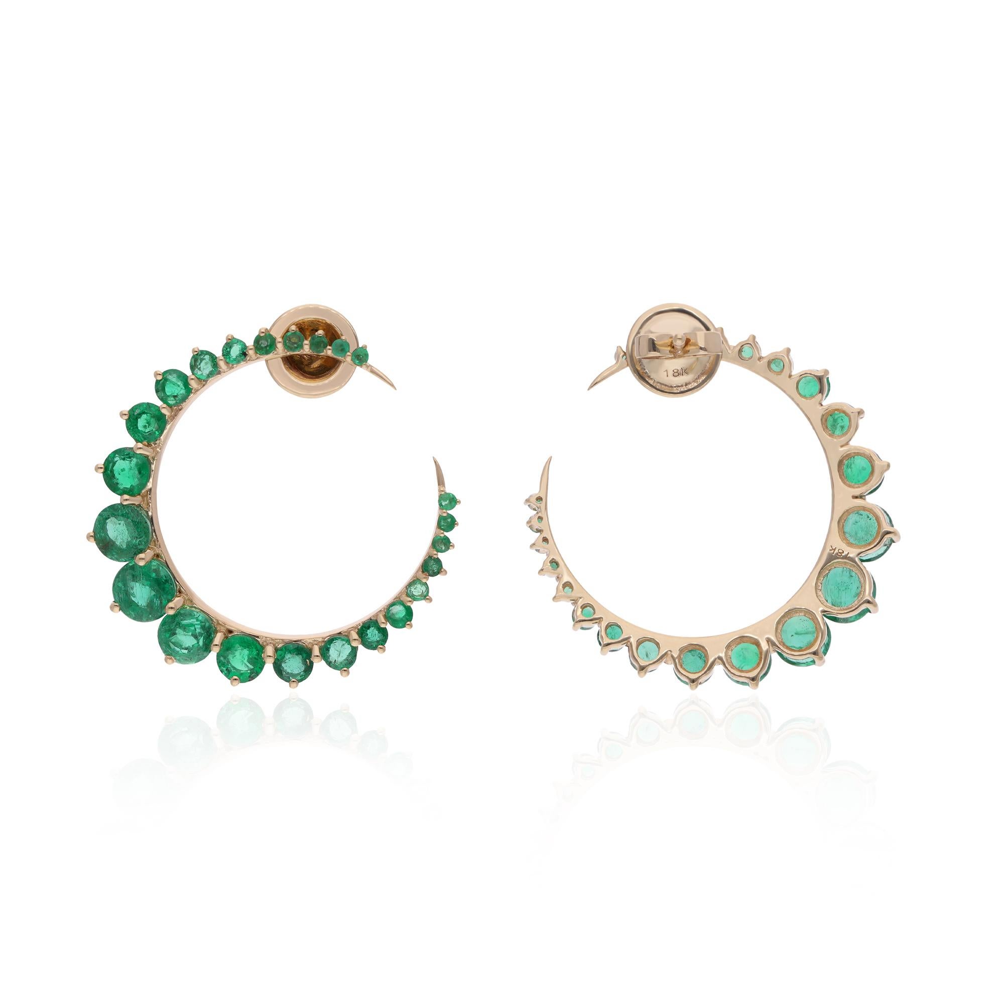 Illuminate your style with the celestial beauty of these Real Zambian Emerald Gemstone Crescent Moon Earrings, meticulously crafted in 18 karat solid yellow gold. Each detail of these earrings radiates sophistication and charm, making them a