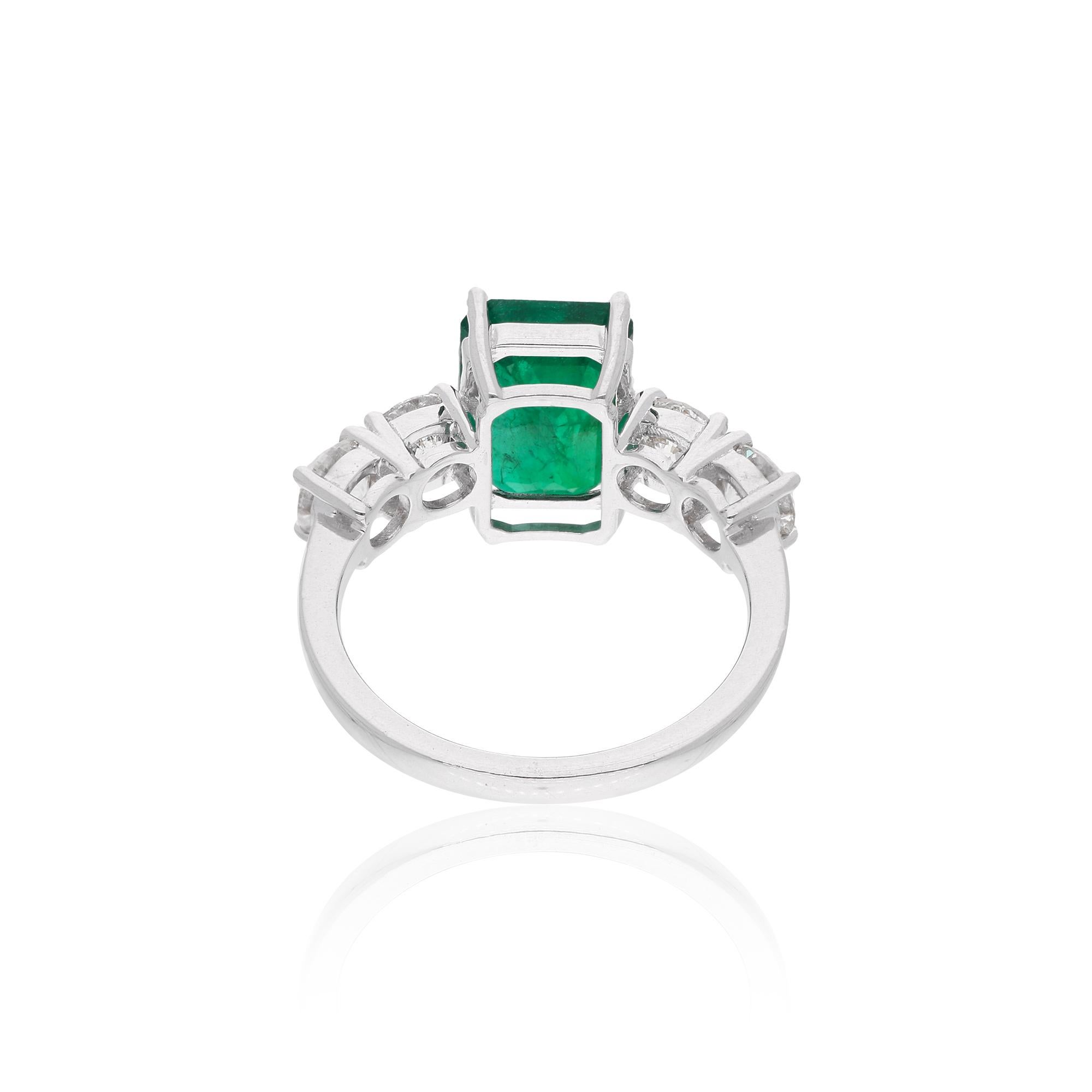 Cast from 14-karat gold, these exquisite ring is handset with 2.88 carats Zambian emerald and 1.41 carats of sparkling diamonds.

The ring is a size 7 US and may be resized to larger or smaller upon request. FOLLOW SPECTRUM JEWELS storefront to view