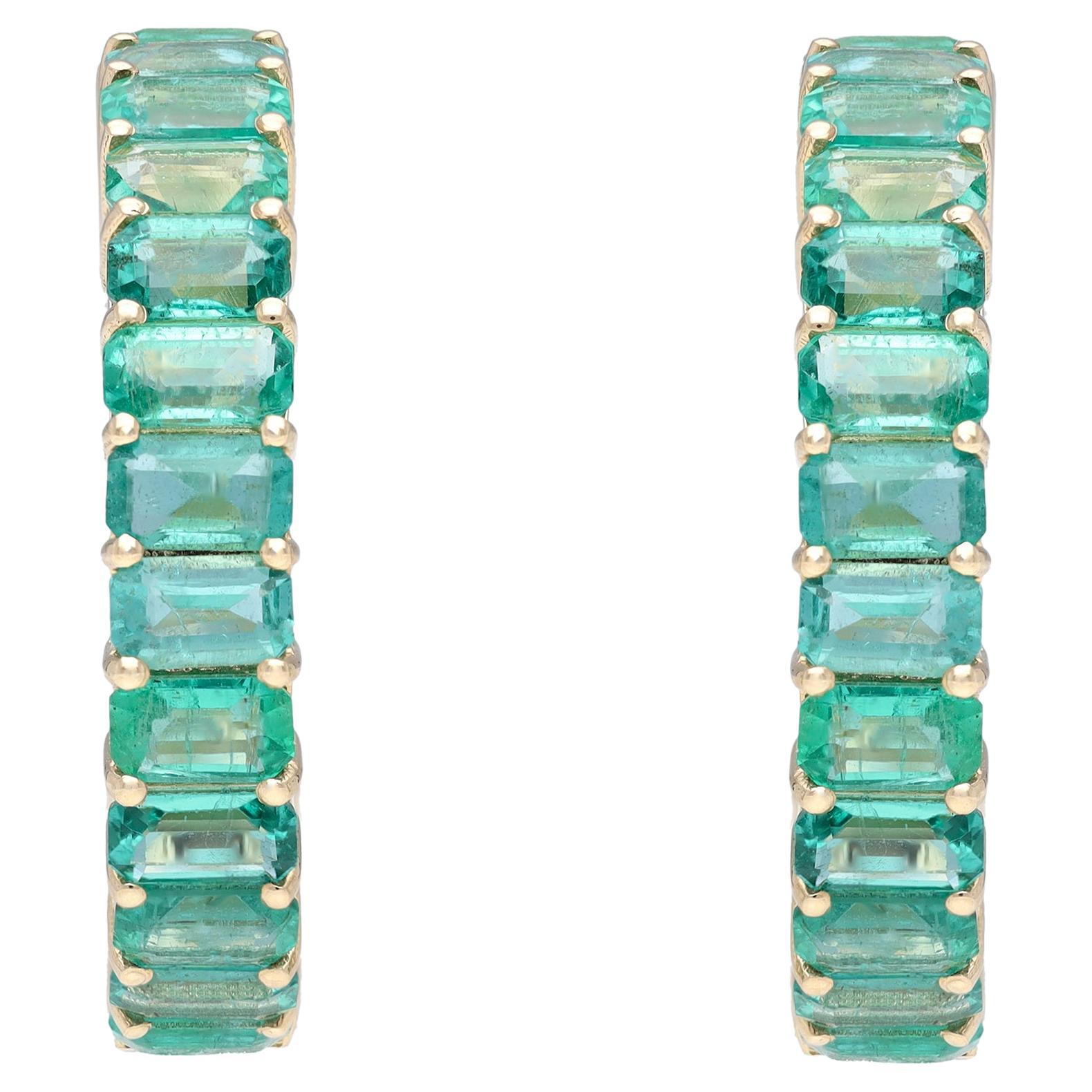 Natural Emerald gold earring in 14k
