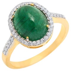 Anello con smeraldo naturale in oro 14 carati